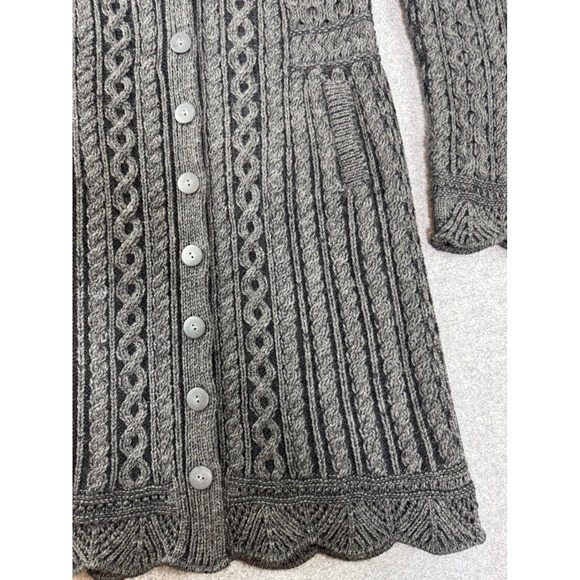 Aran Crafts Ireland 100% Irish Merino Wool Cable Knit Button Cardigan  Sz S - Picture 4 of 8